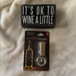 Wine Bottle String Lights - Silver and Wine Sign